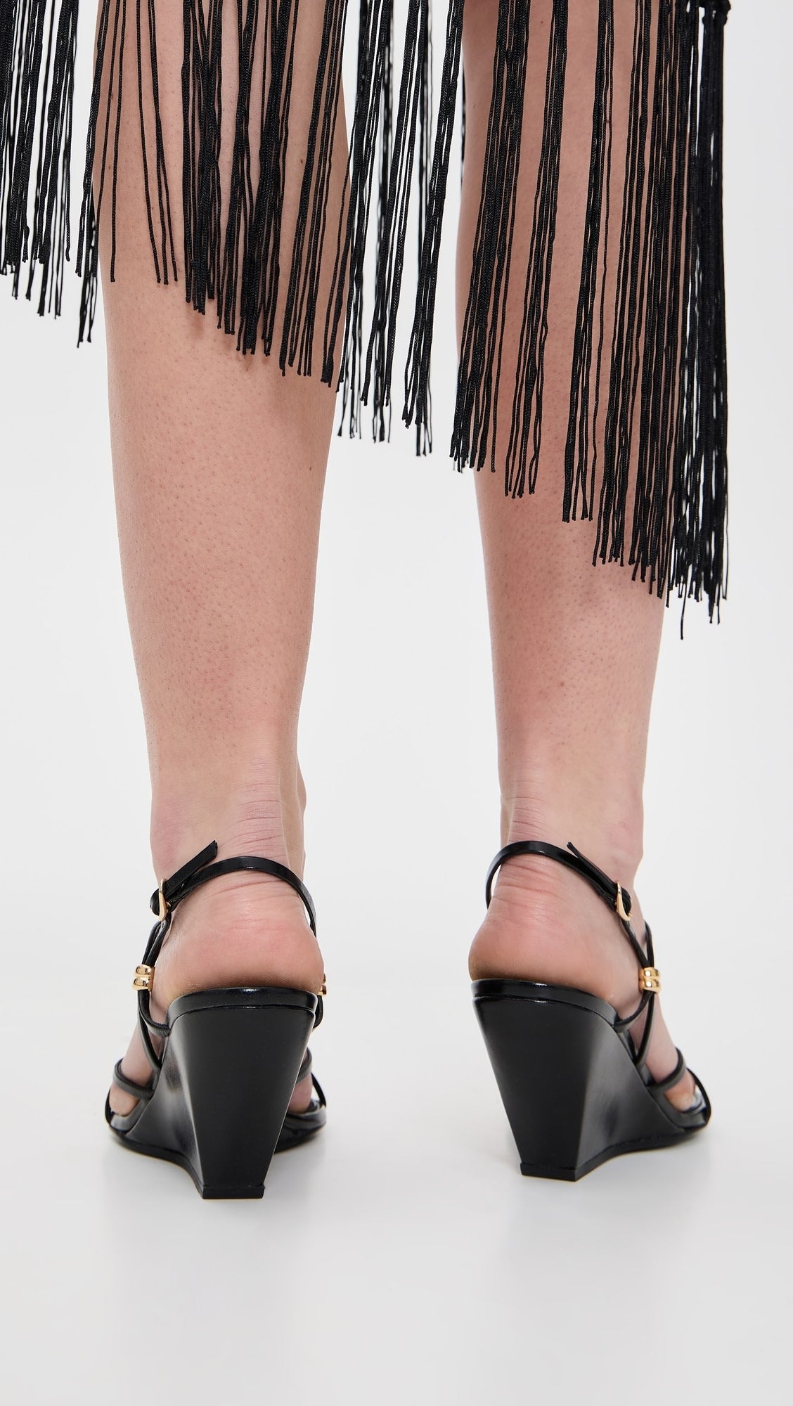 Sandales compensées à brides 70 en cuir - Black