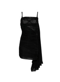 BLACK // black ruched mini dress