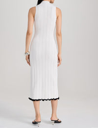 Robe en tricot Kim en côtes pointelle compactes - Off White