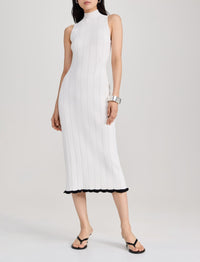 Robe en tricot Kim en côtes pointelle compactes - Black