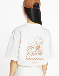 Barista Fox print short-sleeved T-shirt - Tapioca