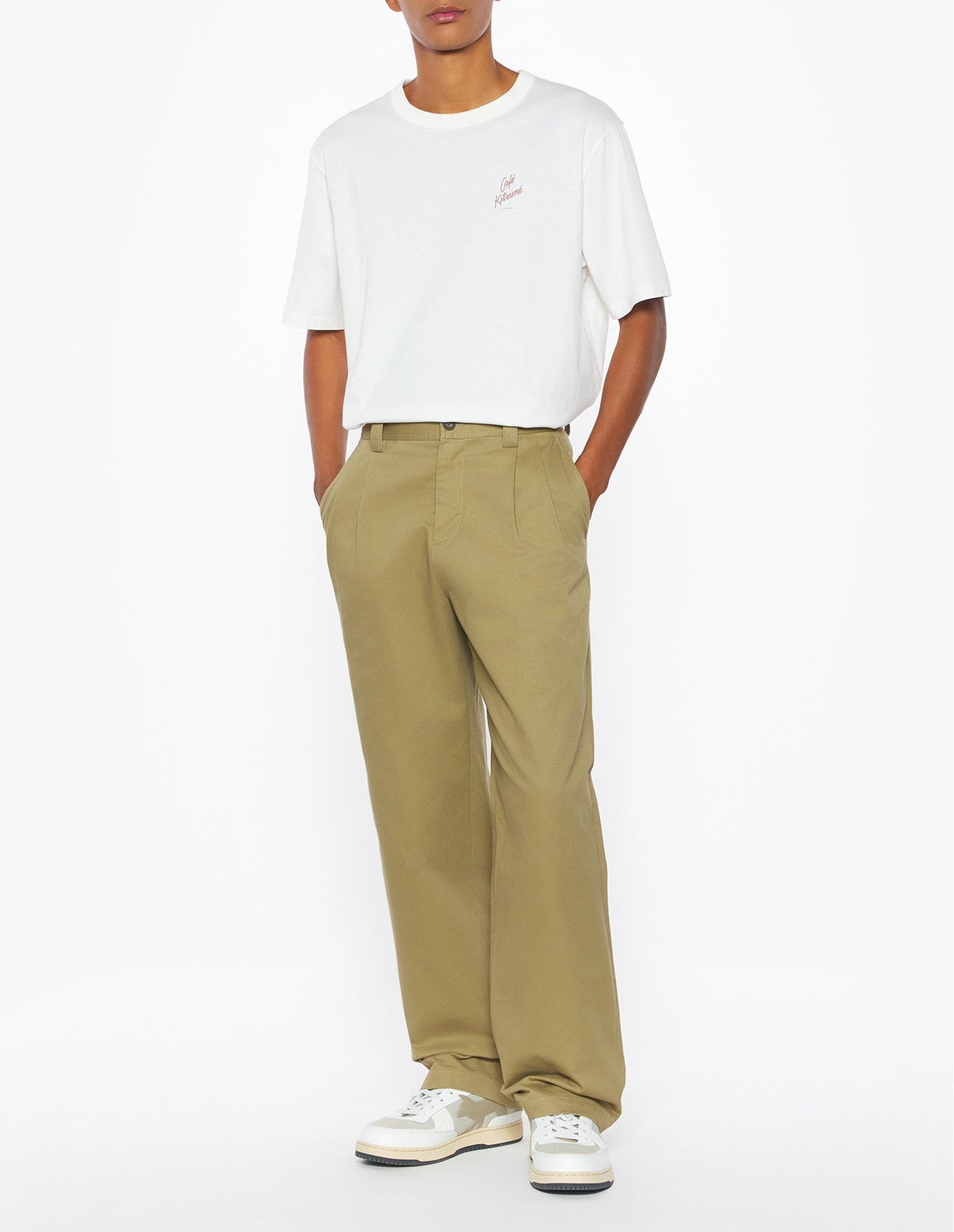 Barista Fox print short-sleeved T-shirt - Tapioca