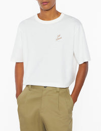 Barista Fox print short-sleeved T-shirt - Tapioca