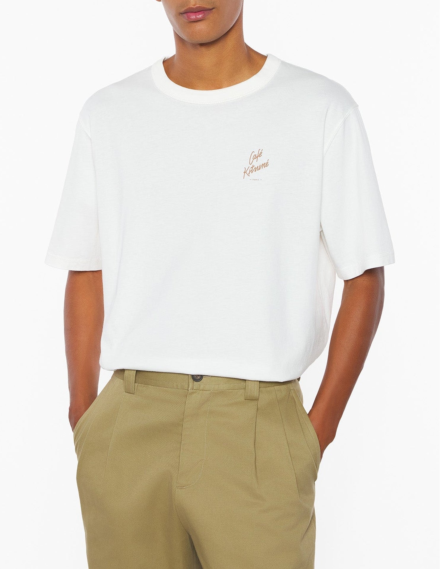 Barista Fox print short-sleeved T-shirt - Tapioca