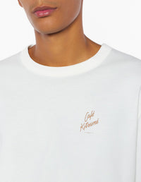 Barista Fox print short-sleeved T-shirt - Tapioca