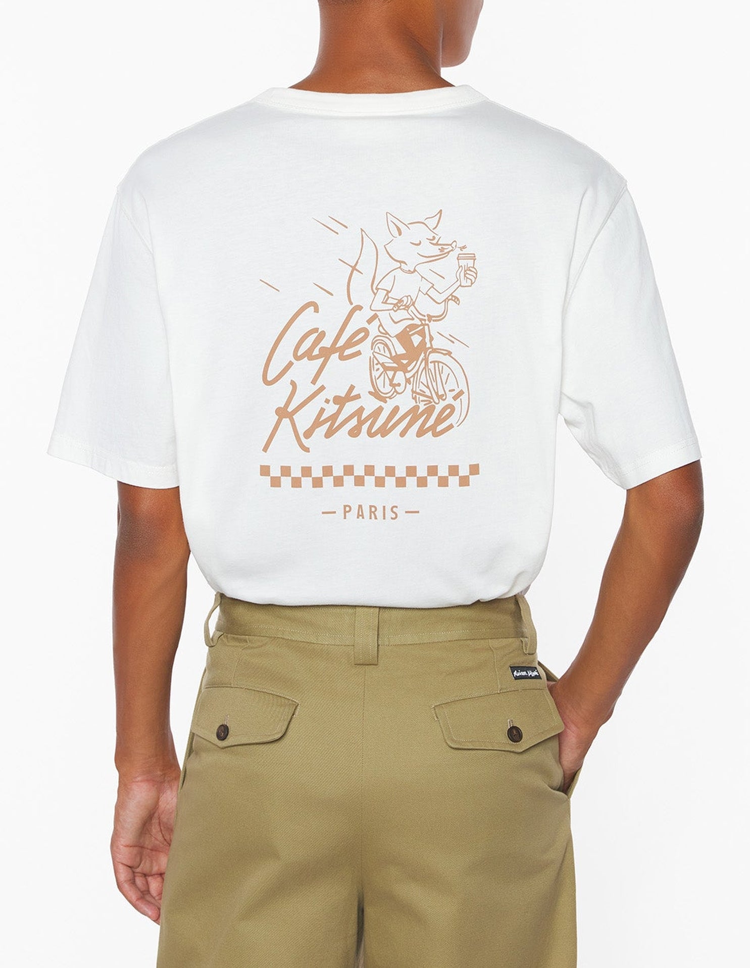 Barista Fox print short-sleeved T-shirt - Tapioca
