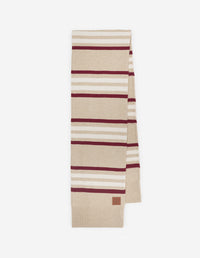 Wool Striped Scarf - Feather Beige/Mahogany Red