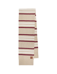 Écharpe rayée en laine - Feather Beige & Mahogany Red