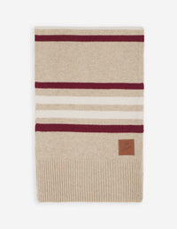 Wool Striped Scarf - Feather Beige/Mahogany Red