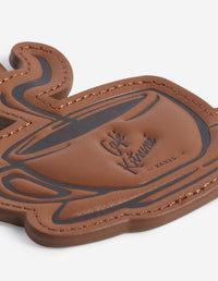 Leather Coffee Cup Keyring - Mocha