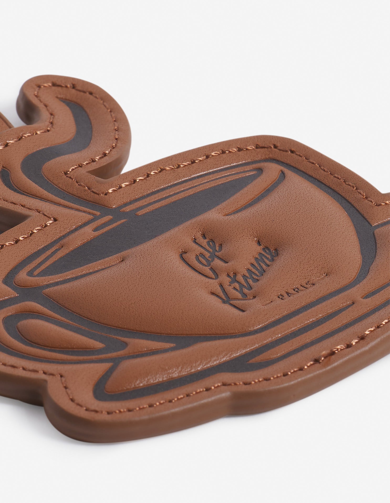 Leather Coffee Cup Keyring - Mocha