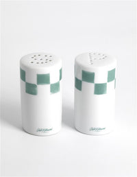 Checkerboard Porcelain Salt And Pepper - White/Matcha
