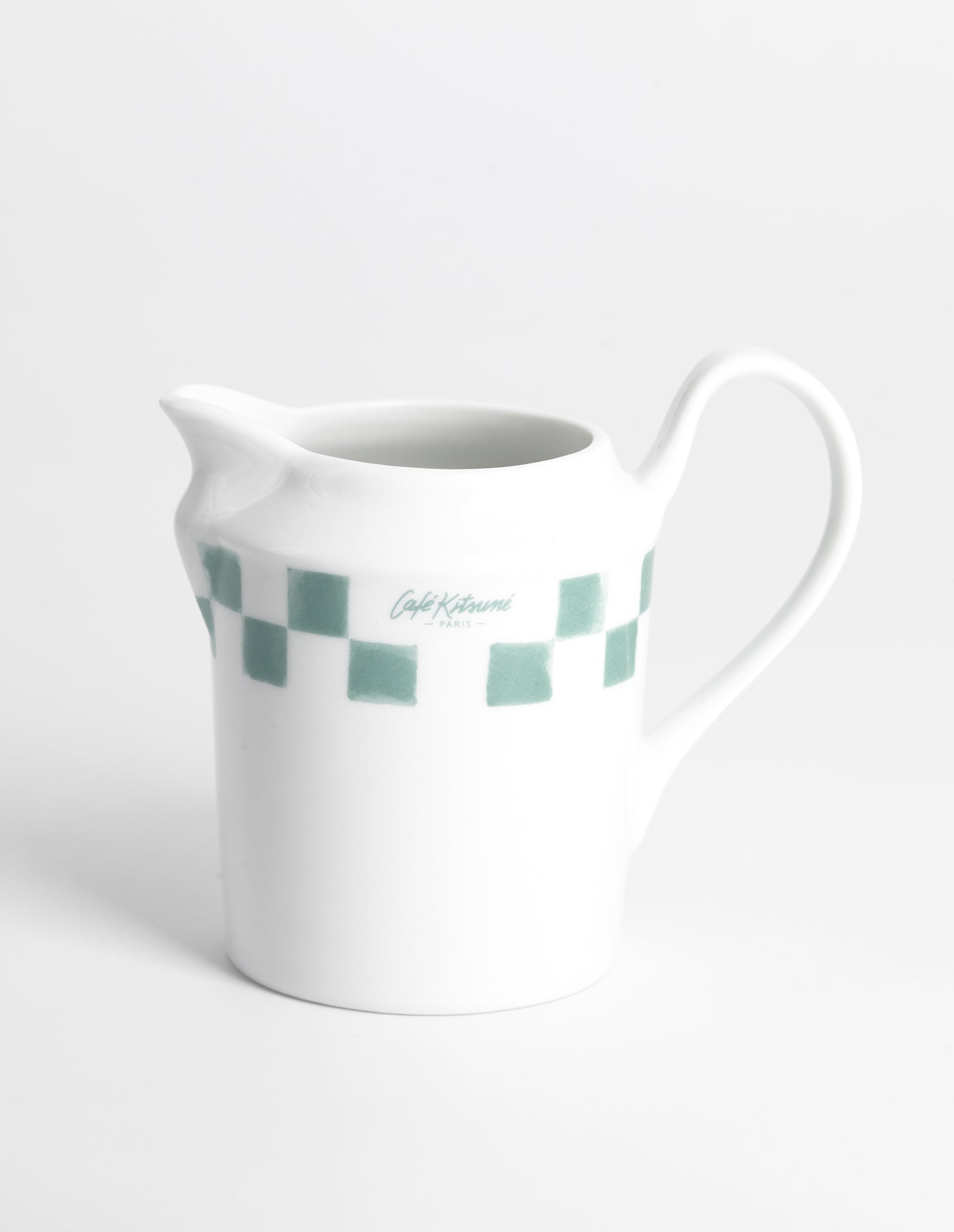 Checkerboard Porcelain Milk Jug - Tapioca/Pale Mint
