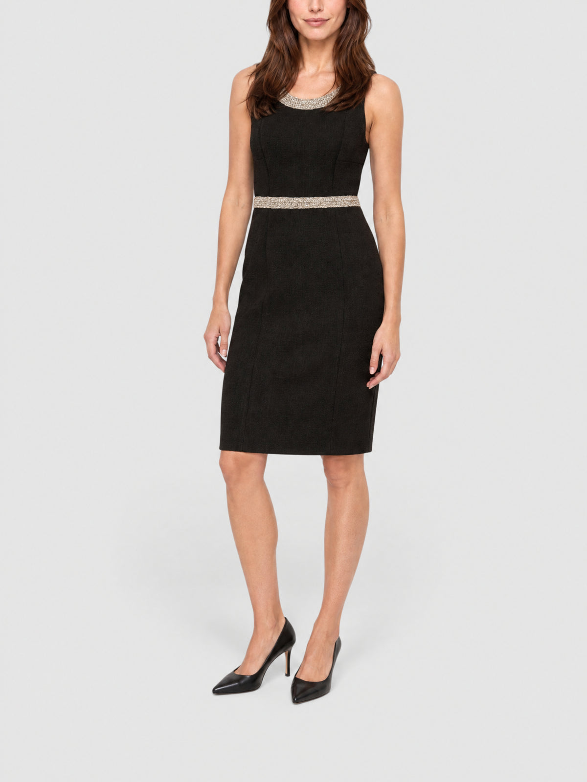 Straight-cut sleeveless cotton dress - Black