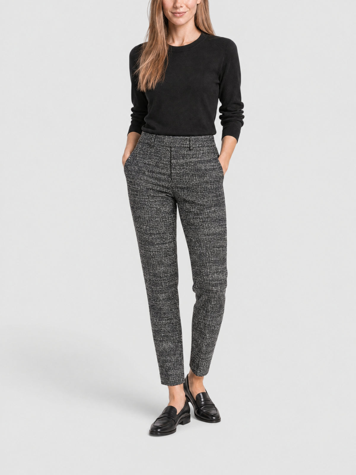 Pantalon chiné en coton - Noir