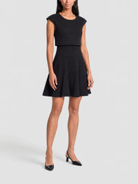 Short-sleeved zip-up dress - Black