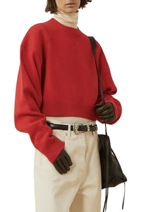 Pull Alexis coupe courte oversize en laine - Red