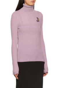 Pull à col roulé en laine - Mauve Multicolor