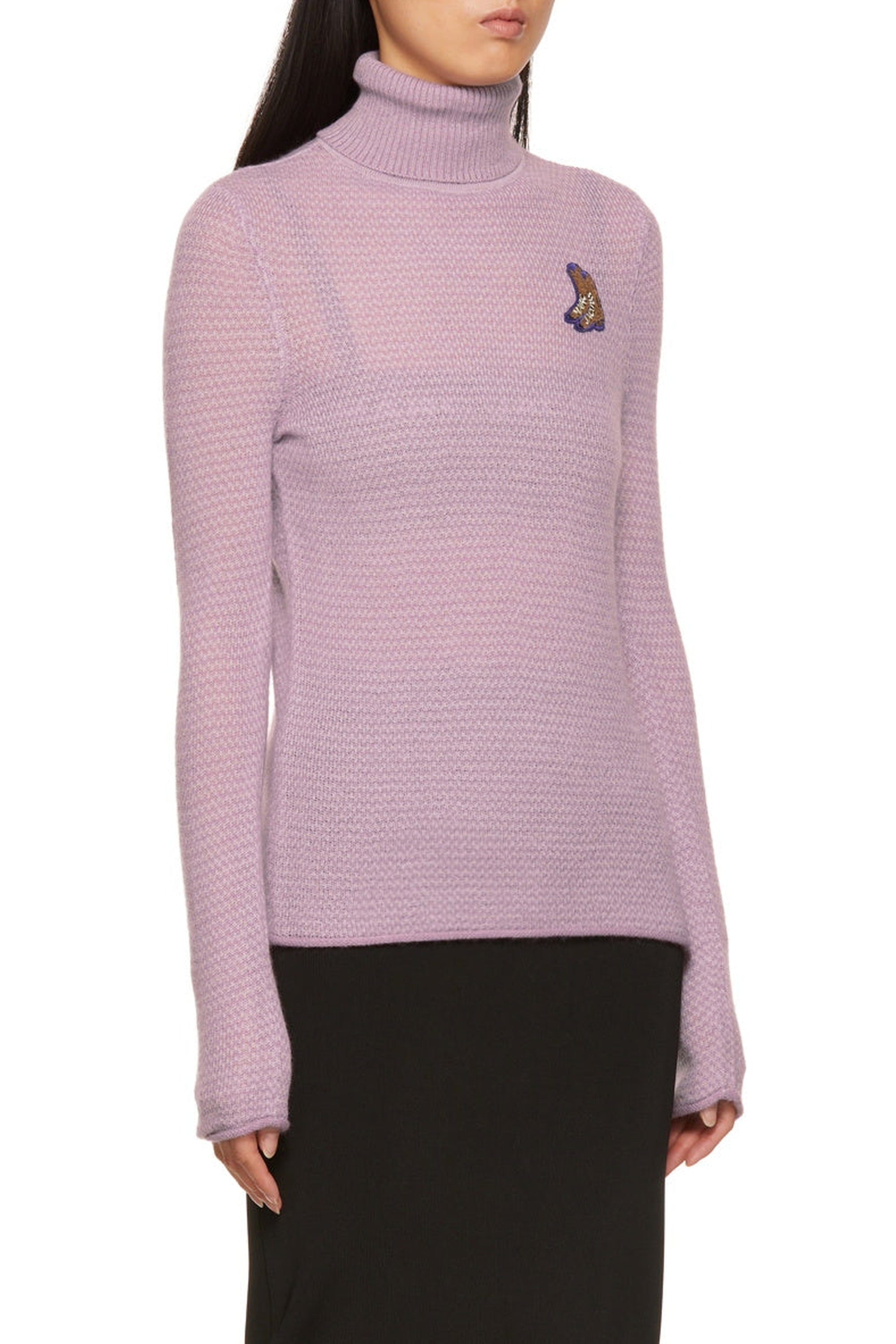Pull à col roulé en laine - Mauve Multicolor