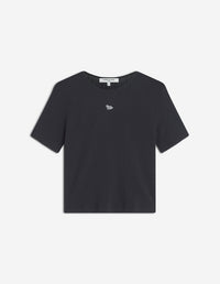 Pointelle Baby Fox Baby Tee-Shirt - Black