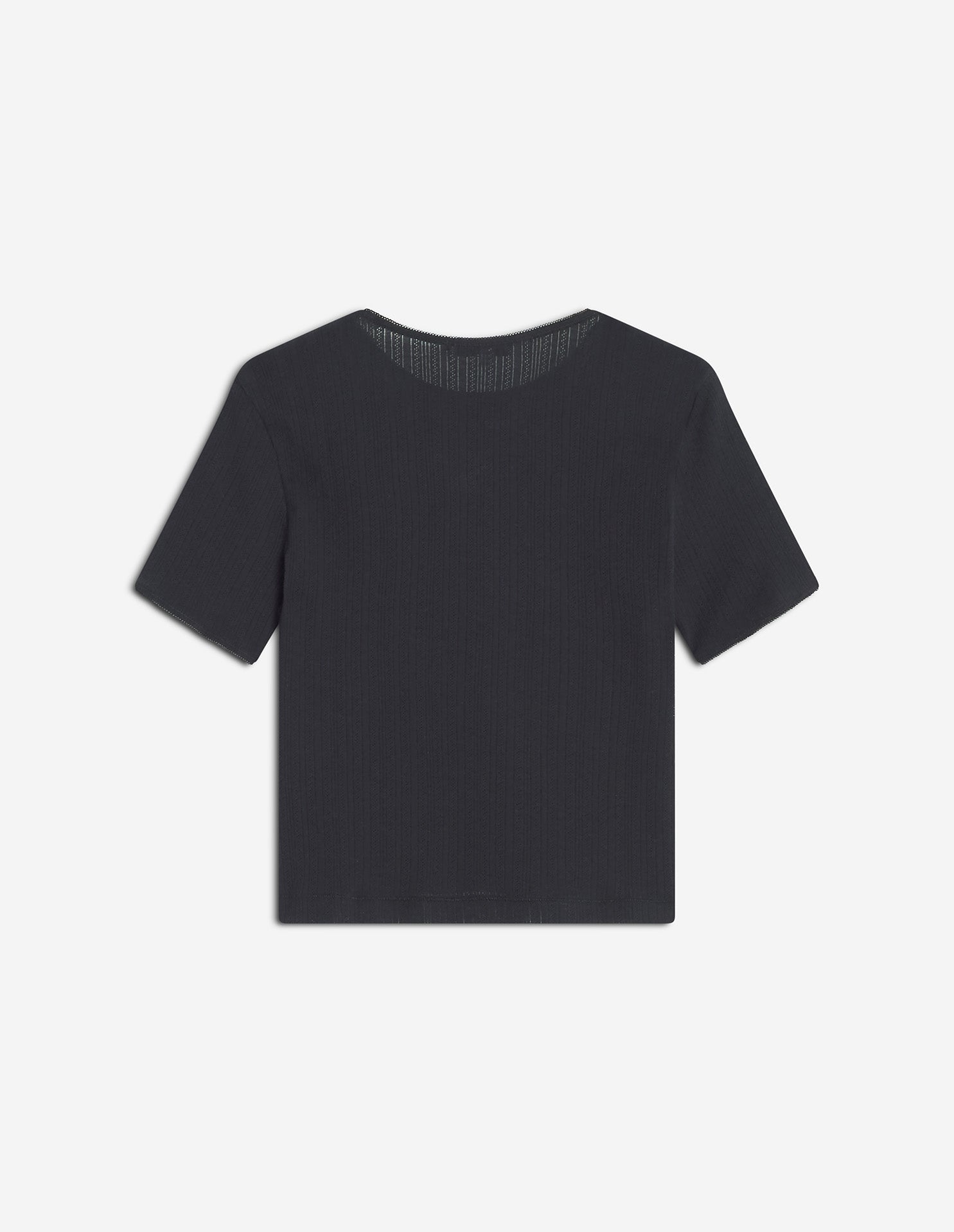 Pointelle Baby Fox Baby Tee-Shirt - Black