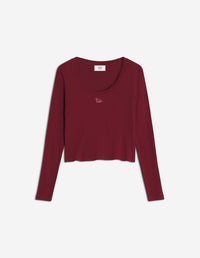 Ribbed Baby Fox Long Sleeve Tee-Shirt - Red Brown