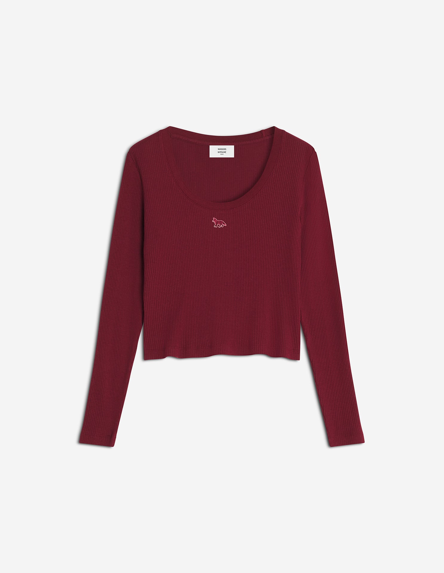 Ribbed Baby Fox Long Sleeve Tee-Shirt - Red Brown