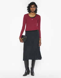 Ribbed Baby Fox Long Sleeve Tee-Shirt - Red Brown