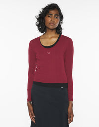 Ribbed Baby Fox Long Sleeve Tee-Shirt - Red Brown