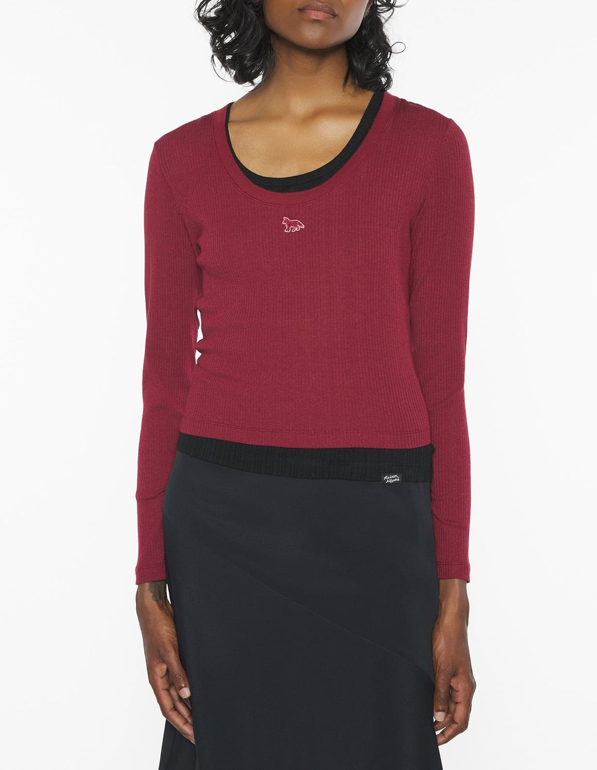 T-shirt à manches longues Baby Fox en jersey côtelé - Red Brown