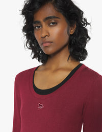 Ribbed Baby Fox Long Sleeve Tee-Shirt - Red Brown