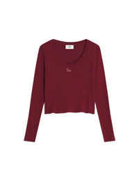 T-shirt à manches longues Baby Fox en jersey côtelé - Red Brown