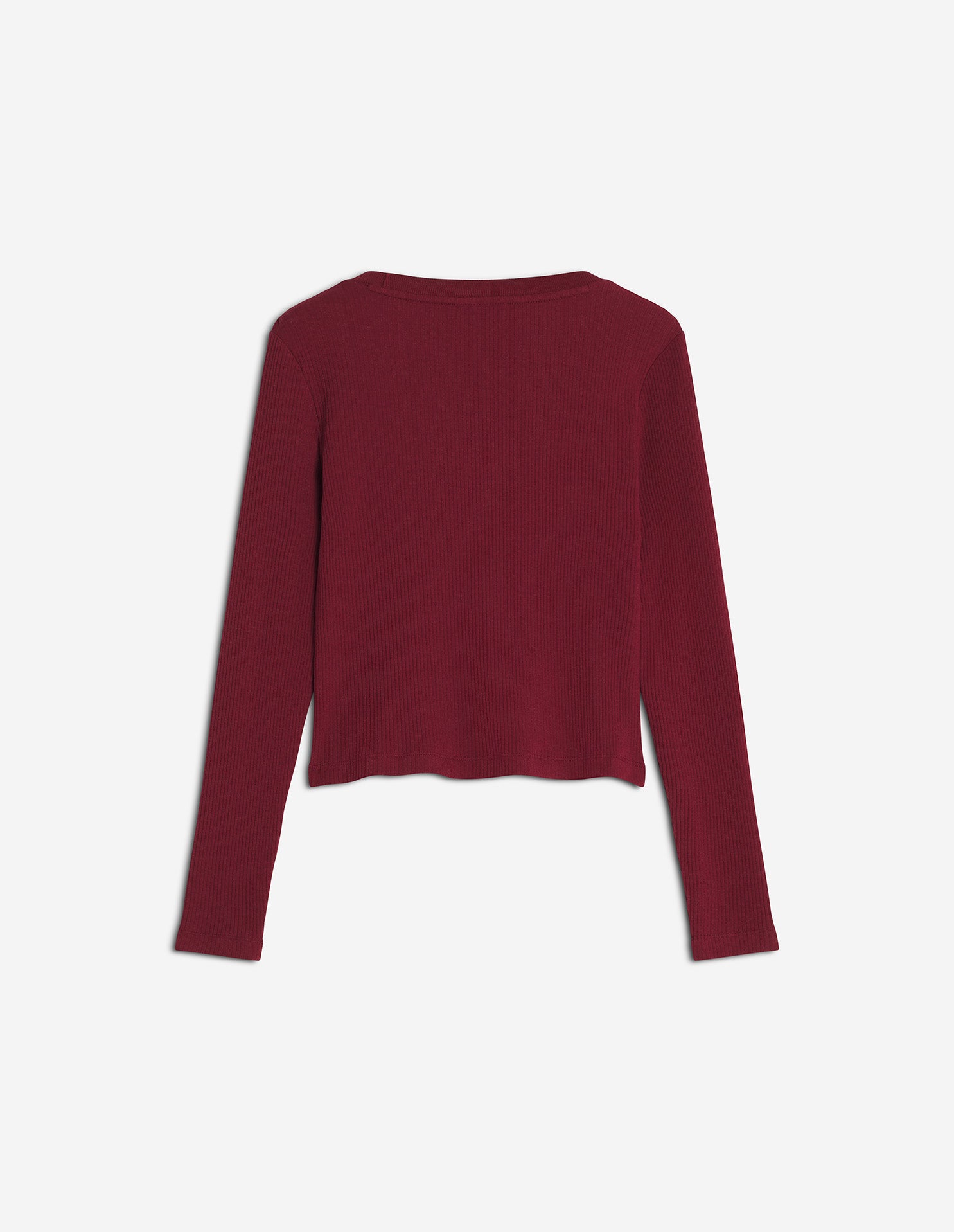 Ribbed Baby Fox Long Sleeve Tee-Shirt - Red Brown
