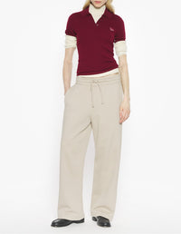 Baby Fox fine wool ribbed polo shirt - Red Brown