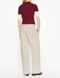 Baby Fox fine wool ribbed polo shirt - Red Brown