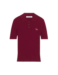 Baby Fox fine wool ribbed polo shirt - Red Brown