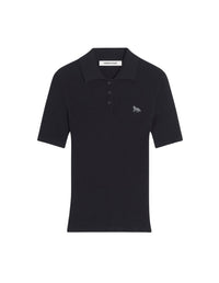 Baby Fox fine ribbed wool polo shirt - Black
