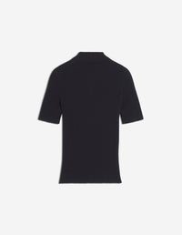Baby Fox fine ribbed wool polo shirt - Black