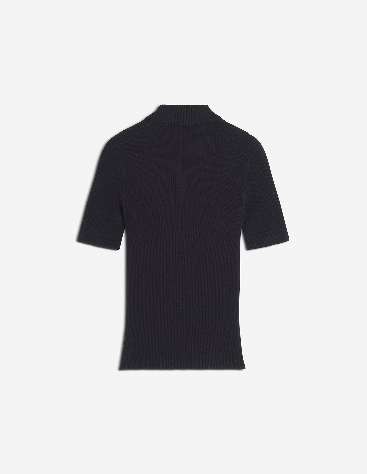 Baby Fox fine ribbed wool polo shirt - Black