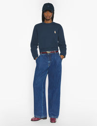 Lady Fox Cropped Sweatshirt - Classic Navy