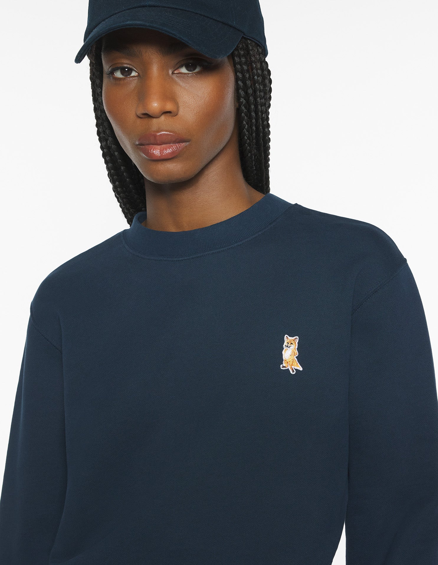 Lady Fox Cropped Sweatshirt - Classic Navy