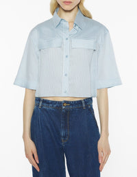 Chemise courte à rayures - Light Blue