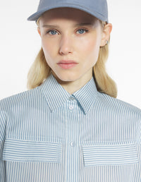 Boxy Cropped Shirt - Light Blue