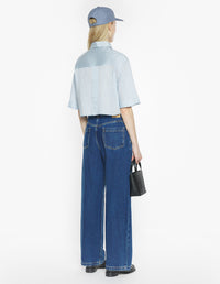 Boxy Cropped Shirt - Light Blue
