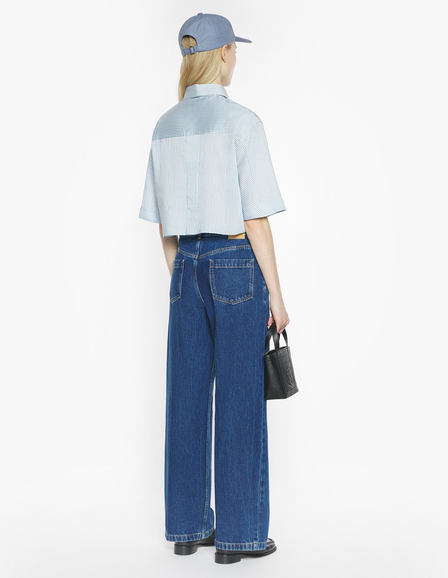 Boxy Cropped Shirt - Light Blue