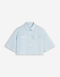 Boxy Cropped Shirt - Light Blue