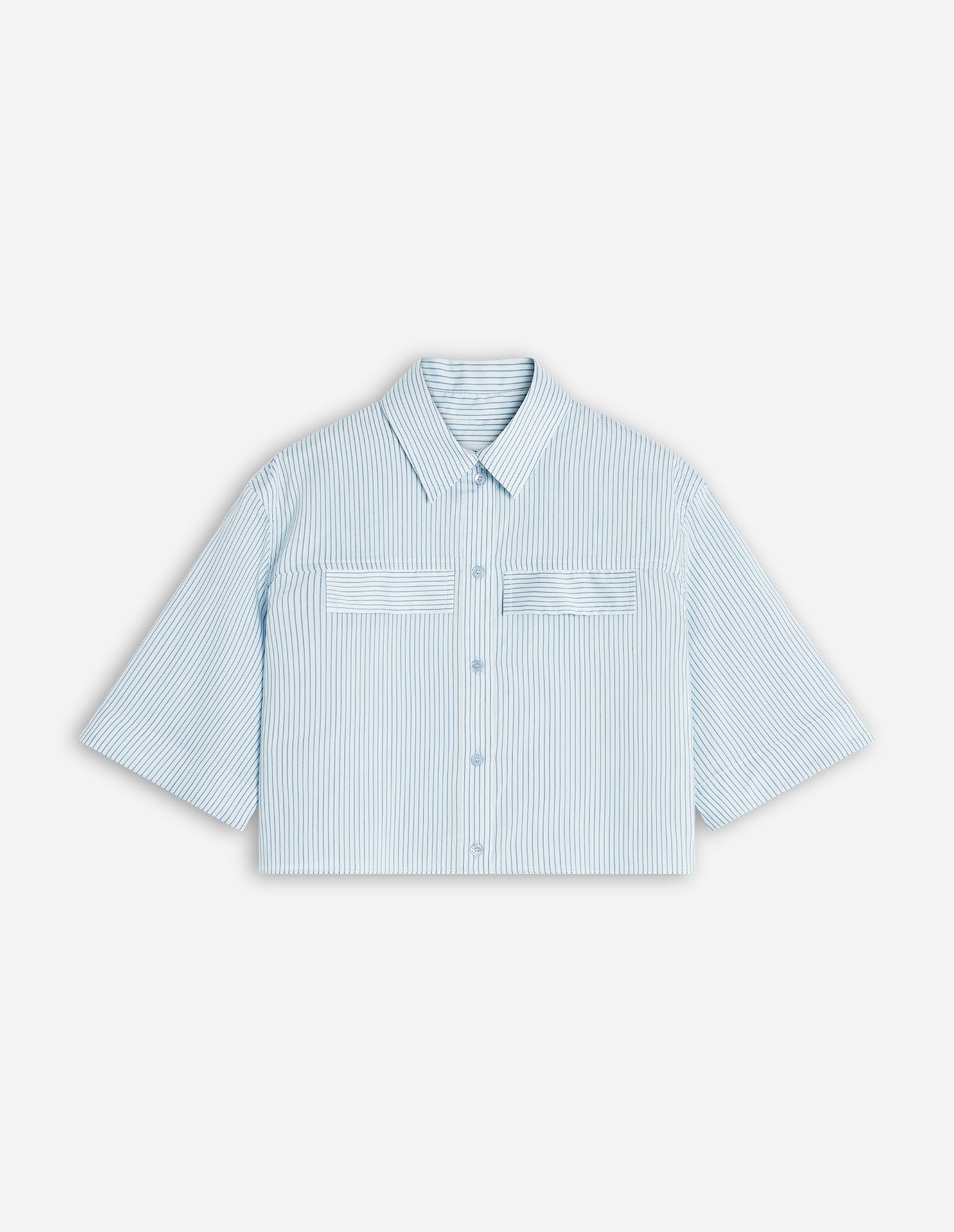 Boxy Cropped Shirt - Light Blue