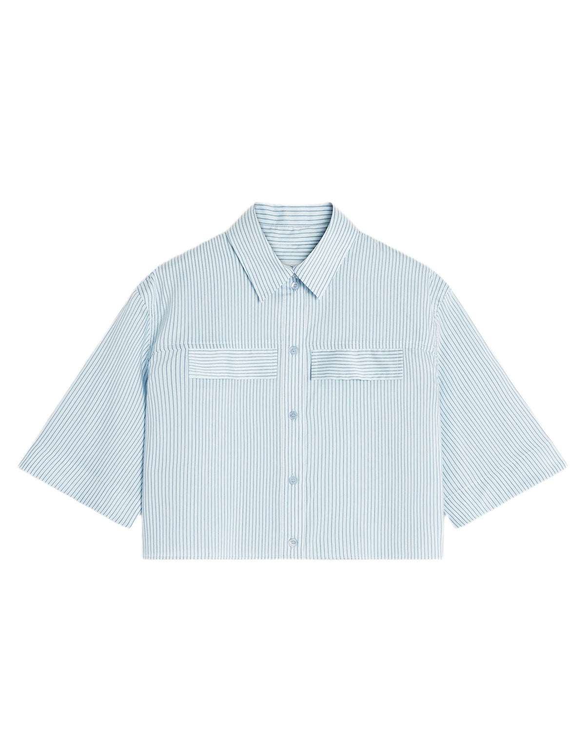 Chemise courte à rayures - Light Blue