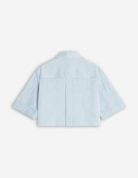 Boxy Cropped Shirt - Light Blue
