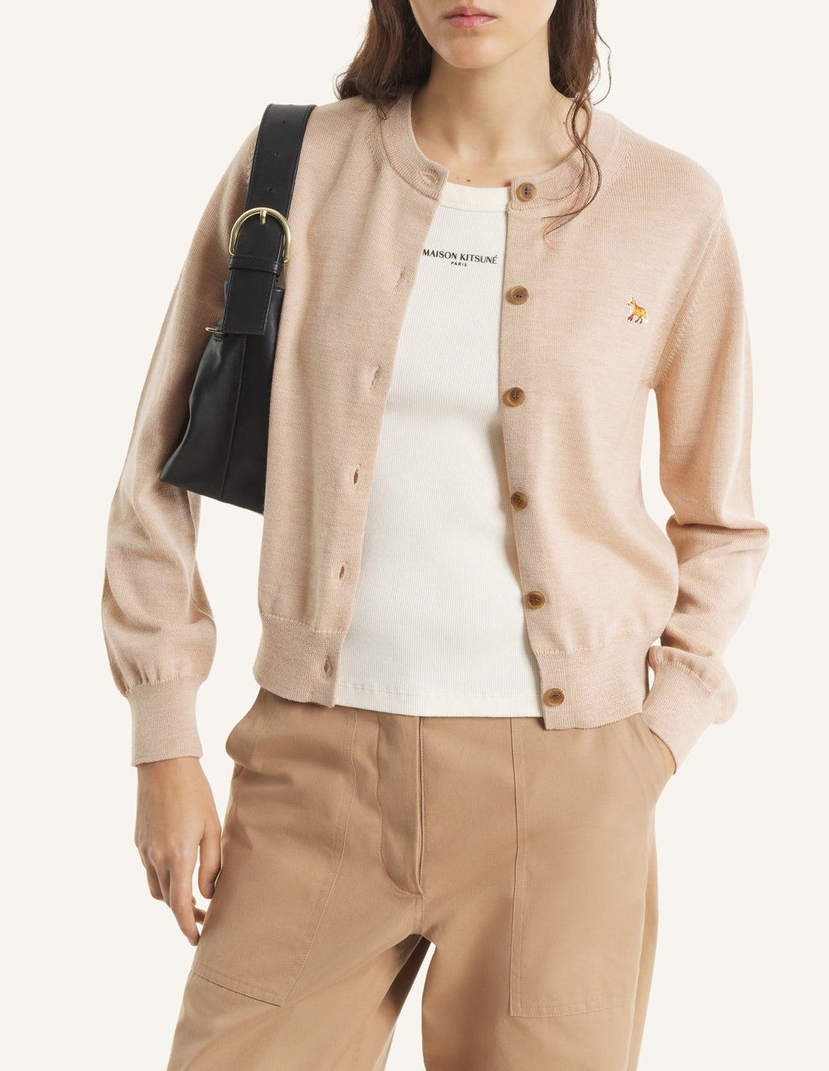Cardigan Baby Fox en laine - Roasted Almond